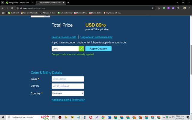 Tower checkout page showing Tower promo code box | Screenshot taken by SimplyCodes community member on Jul 5, 2025
