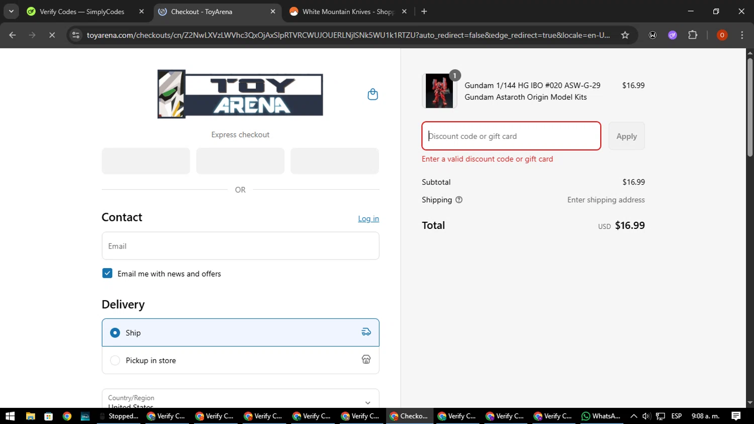ToyArena discount code screenshot showing code JULY4 applied at ToyArena checkout page. Uploaded by SimplyCodes community member CleverSpotter3730 on Jul 9, 2025