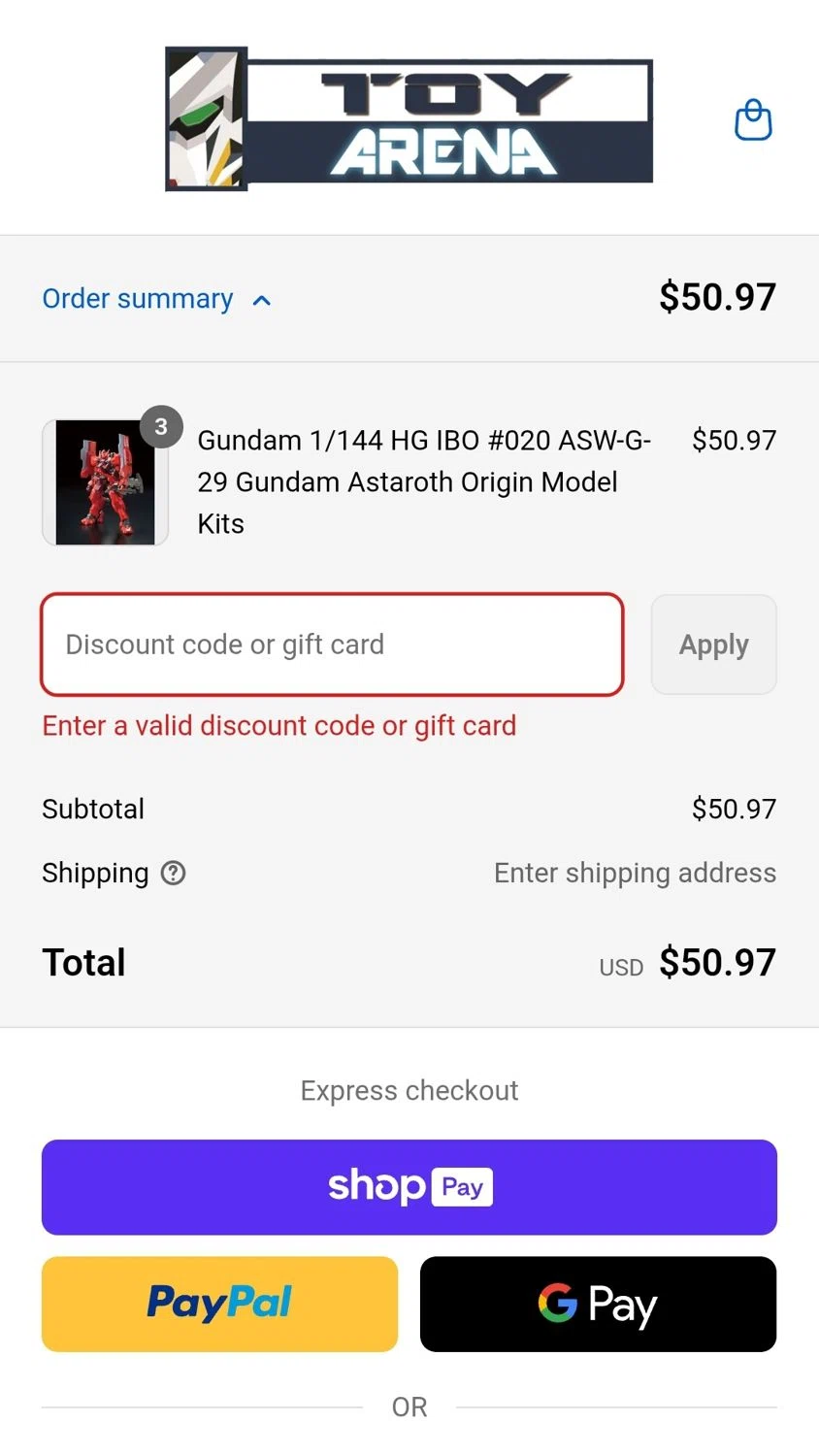 ToyArena discount code screenshot showing code ANNIV25 applied at ToyArena checkout page. Uploaded by SimplyCodes community member RealMadrid15 on Aug 26, 2025