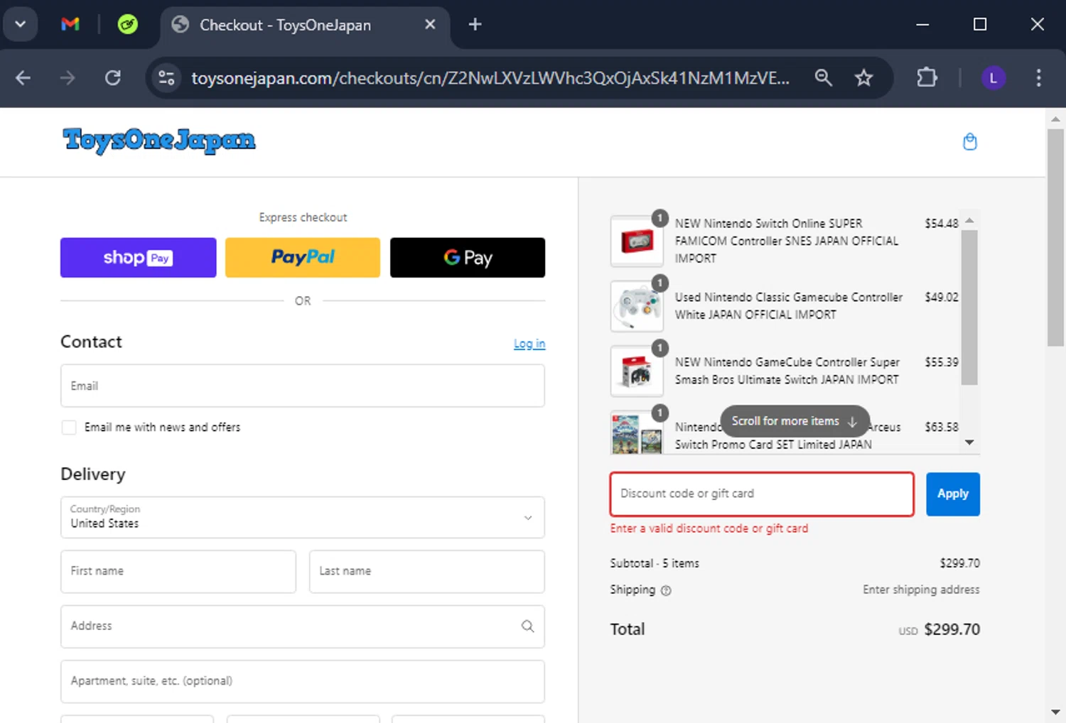 ToysOneJapan discount code screenshot showing code WELCOME15 applied at ToysOneJapan checkout page. Uploaded by SimplyCodes community member CoinElite8726 on Feb 28, 2025