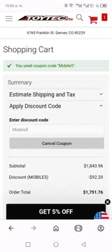 MOBILE5 coupon verification screenshot