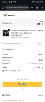 HANGAR coupon verification screenshot