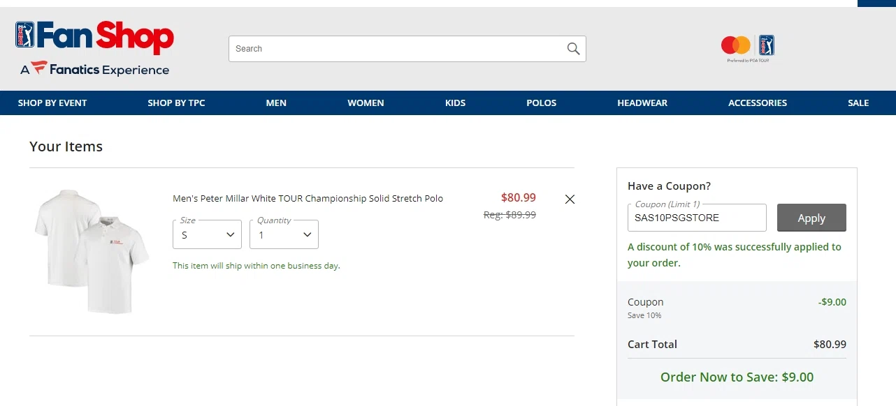 TPC checkout page showing TPC promo code box | Screenshot taken by SimplyCodes community member on Jun 28, 2021
