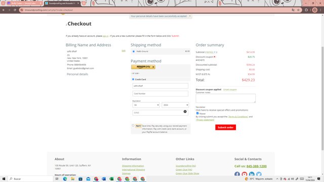 Trademark Soundproofing checkout page showing Trademark Soundproofing promo code box | Screenshot taken by SimplyCodes community member on Apr 15, 2024