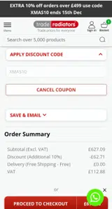 XMAS10 coupon verification screenshot