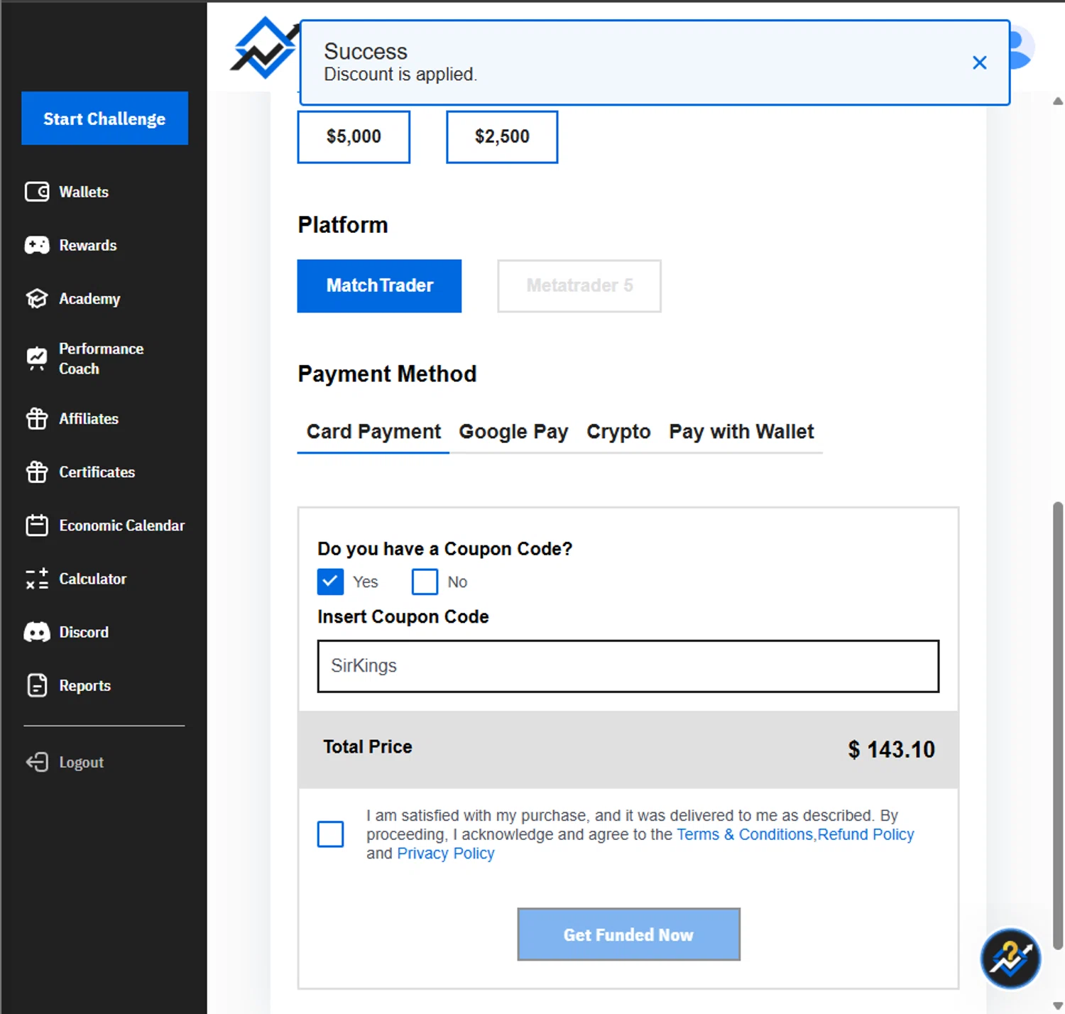 City Traders Imperium discount code screenshot showing code SirKings applied at City Traders Imperium checkout page. Uploaded by SimplyCodes community member PillarsofCreation on Dec 5, 2025