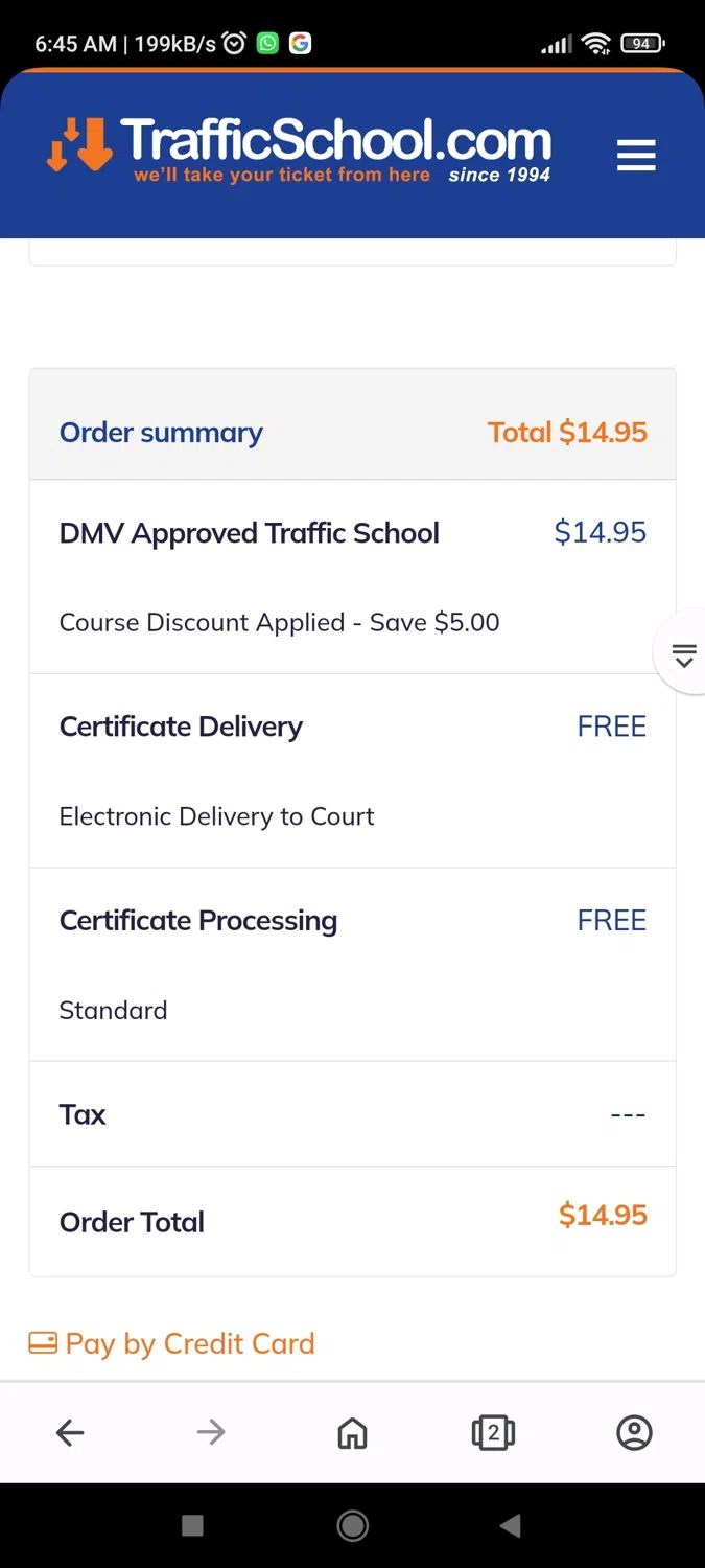 TrafficSchool.com checkout page showing TrafficSchool.com promo code box | Screenshot taken by SimplyCodes community member on Nov 13, 2023