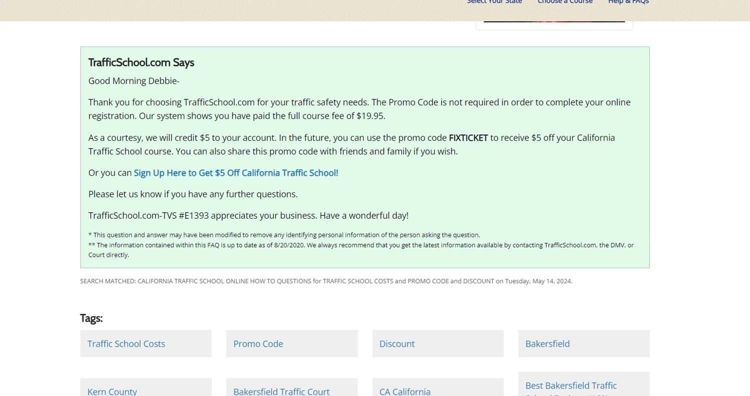 TrafficSchool.com checkout page showing TrafficSchool.com promo code box | Screenshot taken by SimplyCodes community member on May 14, 2024