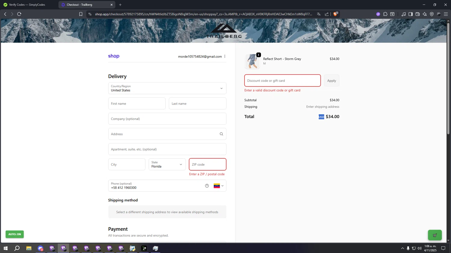 Trailberg discount code screenshot showing code STUDENTDISCOUNT applied at Trailberg checkout page. Uploaded by SimplyCodes community member ooooooooooooooooooo on Nov 4, 2025