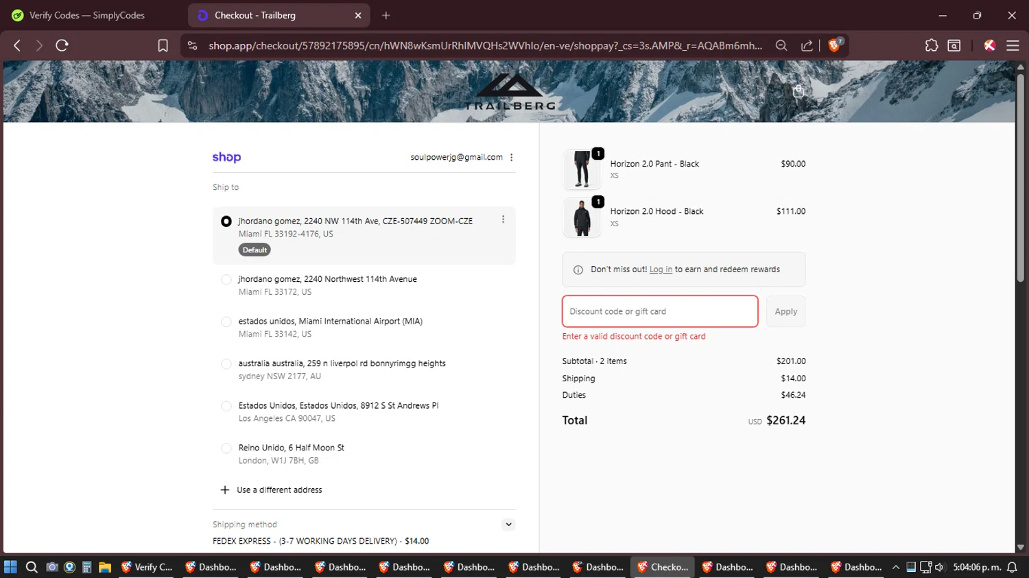 Trailberg discount code screenshot showing code UNIDAYS applied at Trailberg checkout page. Uploaded by SimplyCodes community member Shizuku on Feb 18, 2026