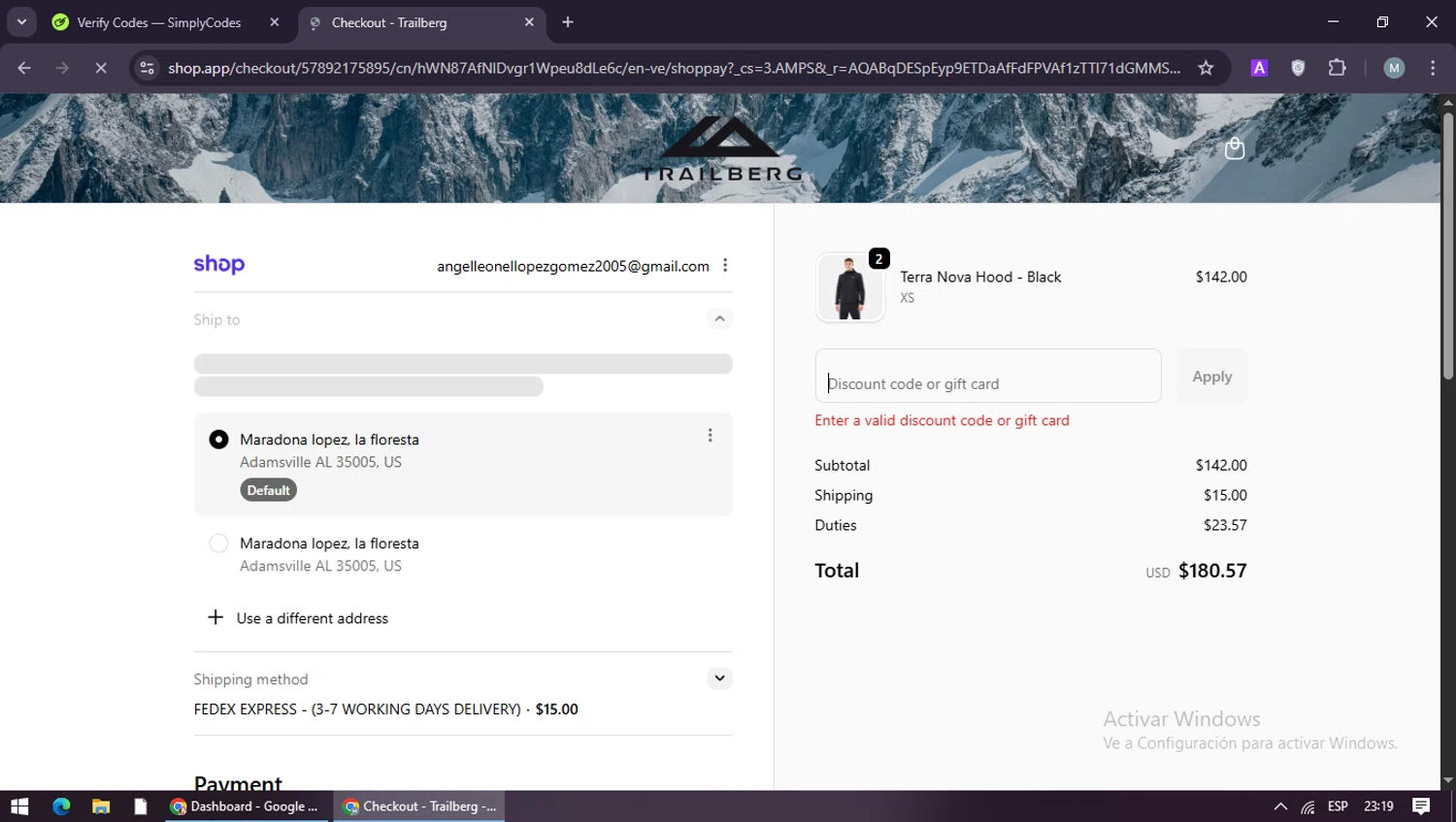 Trailberg discount code screenshot showing code UNIDAYS applied at Trailberg checkout page. Uploaded by SimplyCodes community member maraxo on Jan 28, 2026