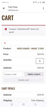 TrailChews4FF coupon verification screenshot