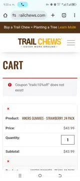 TRAILC10%OFF coupon verification screenshot