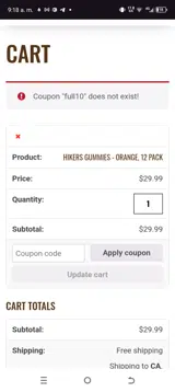 FULL10 coupon verification screenshot