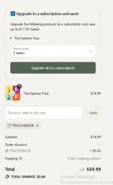 PEACHISBACK coupon verification screenshot