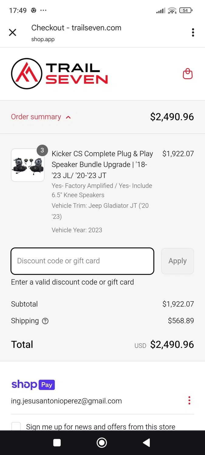 Trail Seven discount code screenshot showing code FATHER150 applied at Trail Seven checkout page. Uploaded by SimplyCodes community member ShieldWhiz4659 on Jun 18, 2025
