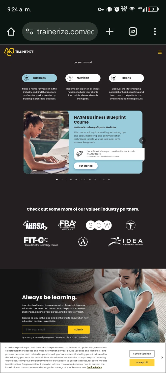 Trainerize checkout page showing Trainerize discount code box | Screenshot taken by SimplyCodes community member on Jan 13, 2026