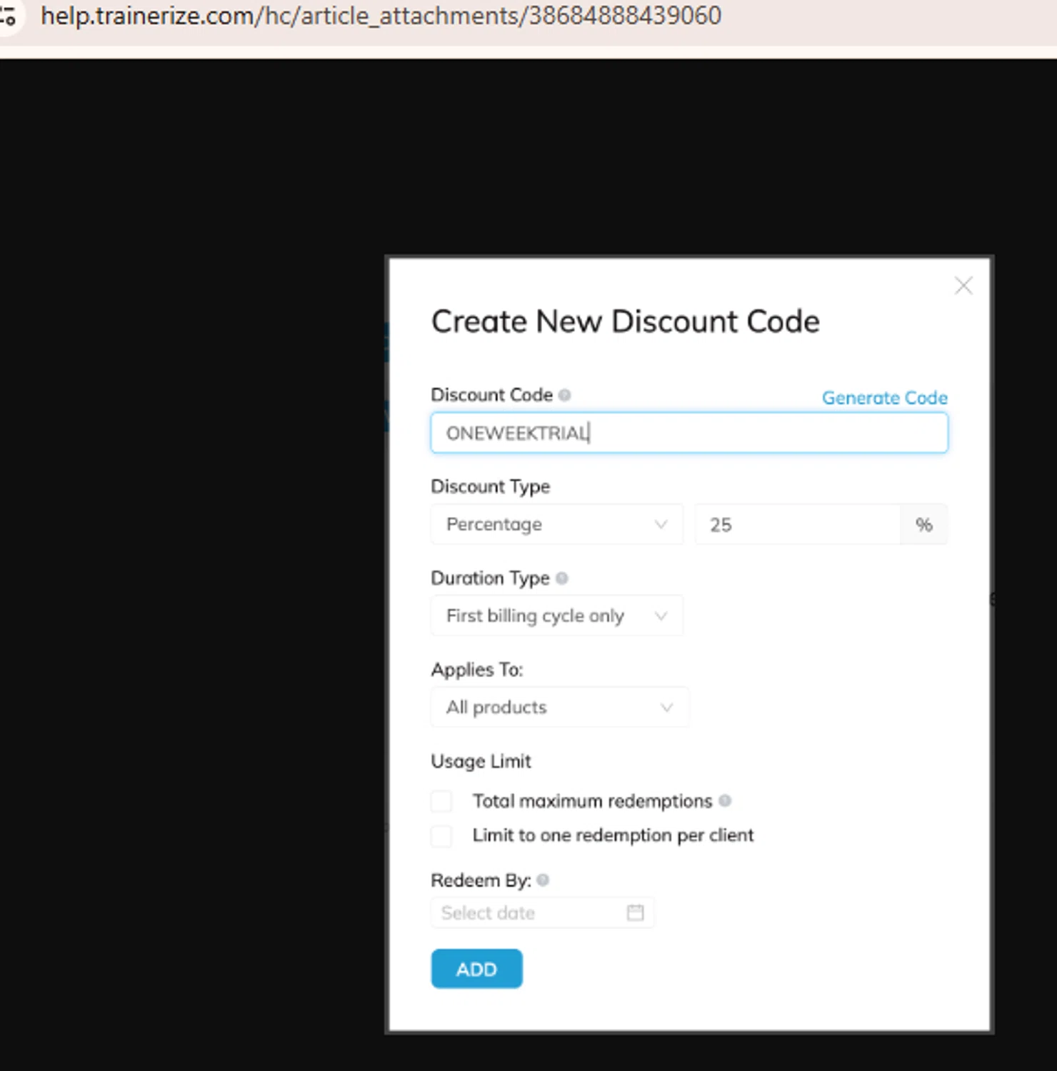Trainerize discount code screenshot showing code oneweektrial applied at Trainerize checkout page. Uploaded by SimplyCodes community member BudgetLion5814 on Nov 26, 2025