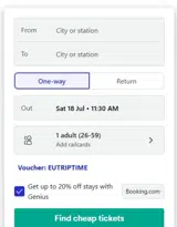 Trainline coupon verification screenshot