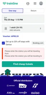 Trainline coupon verification screenshot