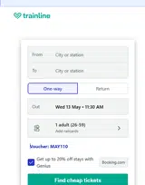 Trainline coupon verification screenshot