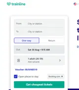 Trainline coupon verification screenshot