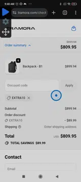 EXTRA10 coupon verification screenshot