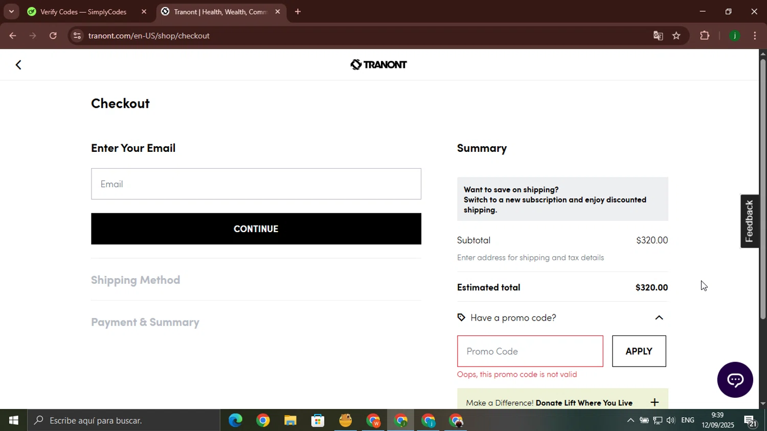 Tranont promo code screenshot showing code LOVE applied at Tranont checkout page. Uploaded by SimplyCodes community member jorgeroz on Sep 12, 2025