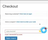 subscribe20off coupon verification screenshot