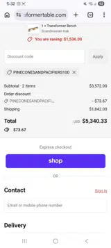 Pineconesandpacifiers100 coupon verification screenshot