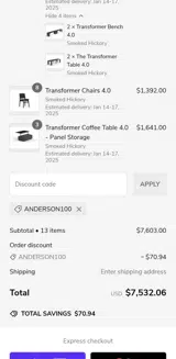 Anderson100 coupon verification screenshot