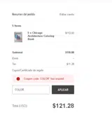 COLOR coupon verification screenshot