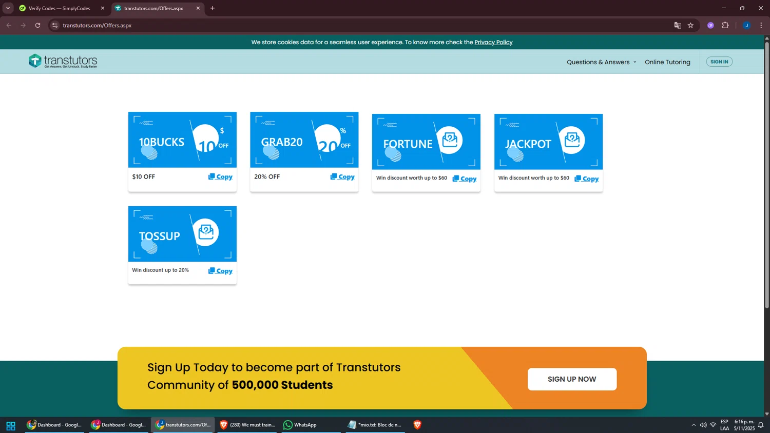 Transtutors promo code screenshot showing code FORTUNE applied at Transtutors checkout page. Uploaded by SimplyCodes community member oscarbeaujon on Nov 5, 2025