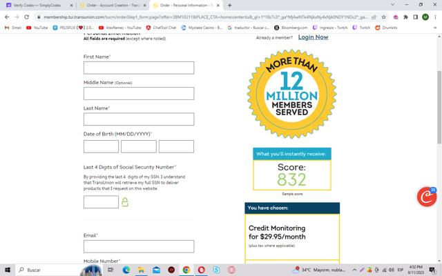 TransUnion checkout page showing TransUnion discount code box | Screenshot taken by SimplyCodes community member on Sep 11, 2023