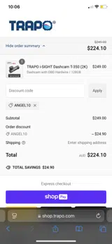 ANGEL10 coupon verification screenshot