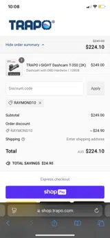 RAYMOND10 coupon verification screenshot