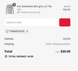 THANKYOU20 coupon verification screenshot