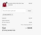 WELCOME10! coupon verification screenshot