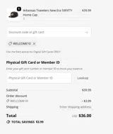 WELCOME10 coupon verification screenshot