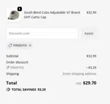 FINISH10 coupon verification screenshot