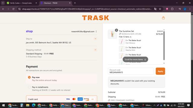 TRASK checkout page showing TRASK promo code box | Screenshot taken by SimplyCodes community member on Sep 6, 2025