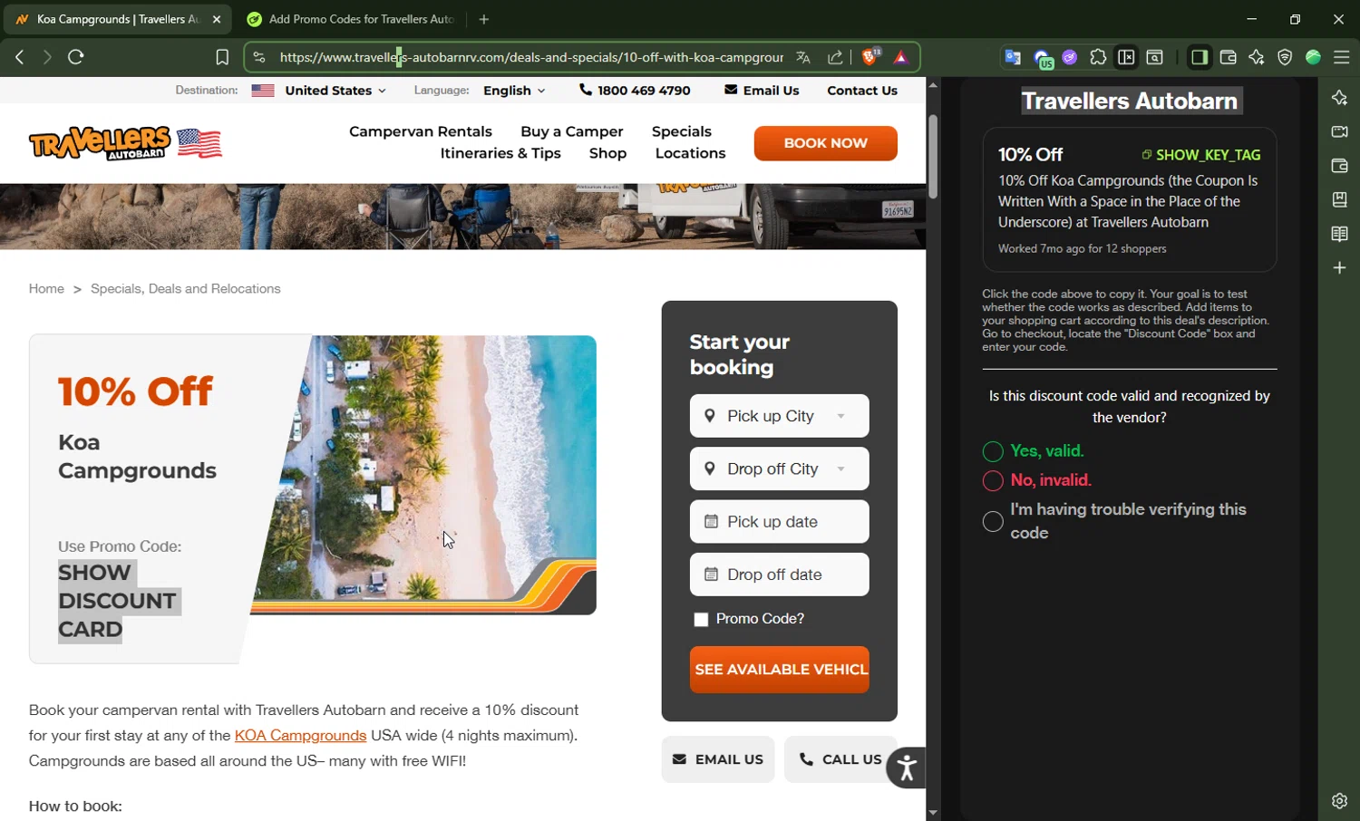 Travellers Autobarn promo code screenshot showing code SHOW_DISCOUNT_CARD applied at Travellers Autobarn checkout page. Uploaded by SimplyCodes community member SavingsWhiz9509 on May 9, 2026