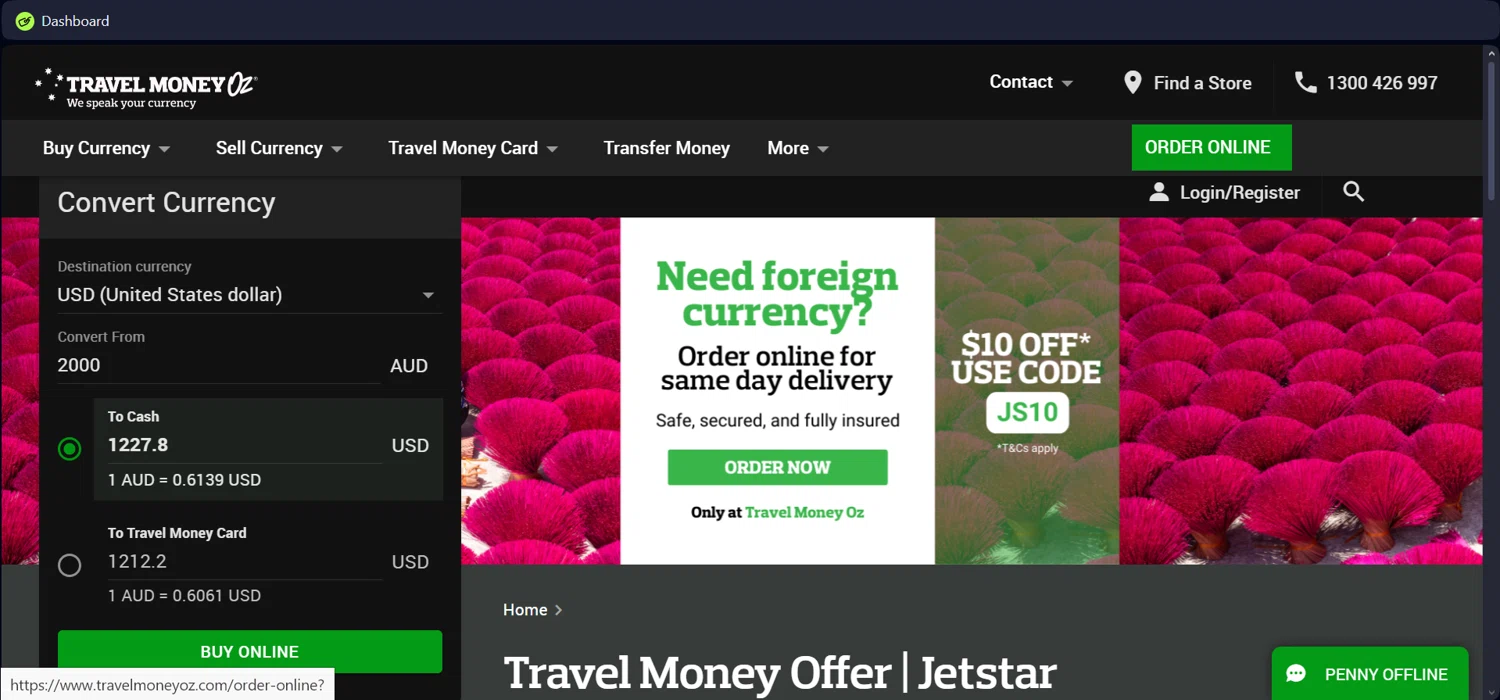 Travel Money Oz checkout page showing Travel Money Oz discount code box | Screenshot taken by SimplyCodes community member on Feb 6, 2025