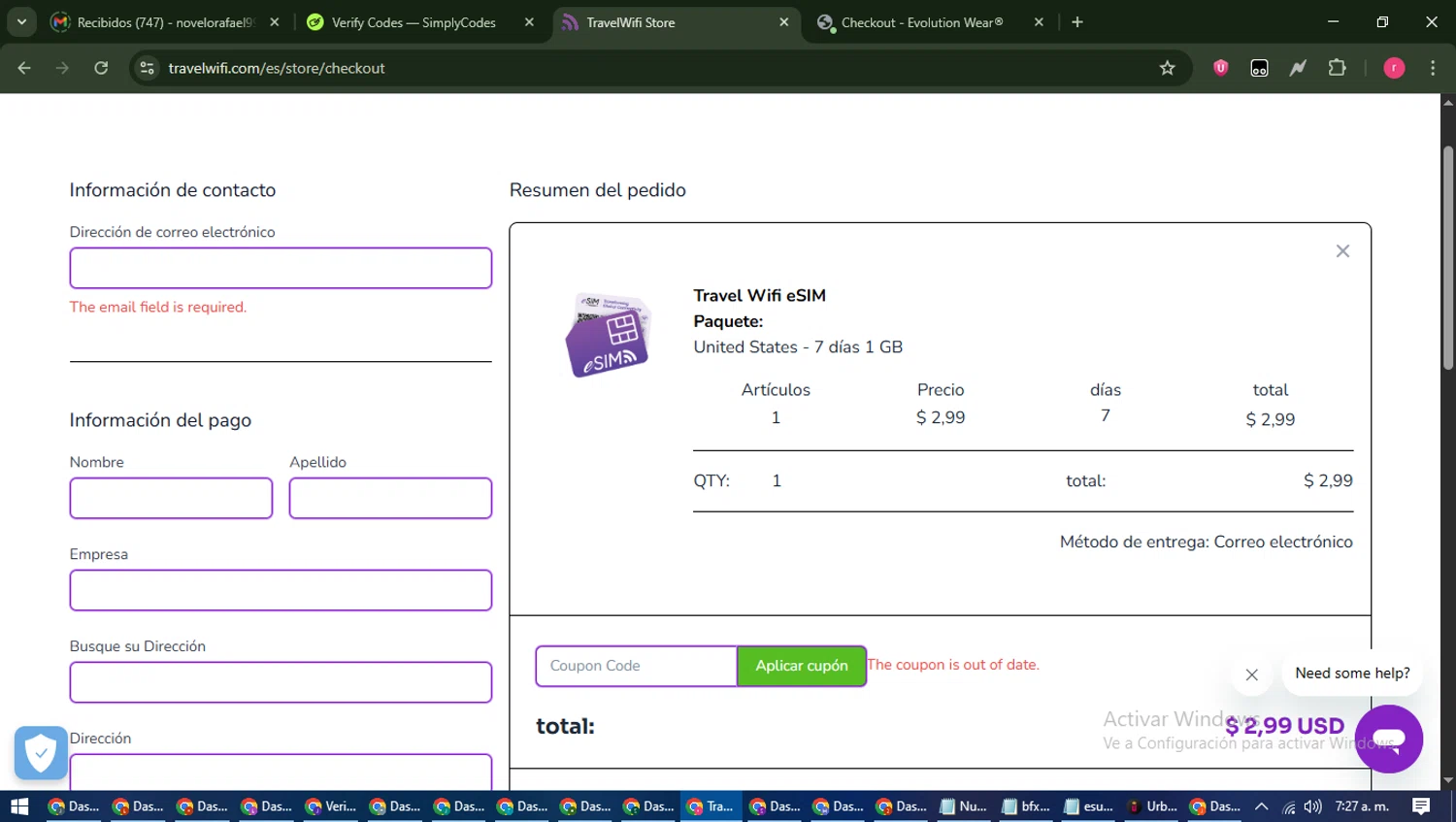 Travelwifi coupon code screenshot showing code TRAVIMO applied at Travelwifi checkout page. Uploaded by SimplyCodes community member WisePro3739 on Jul 8, 2025