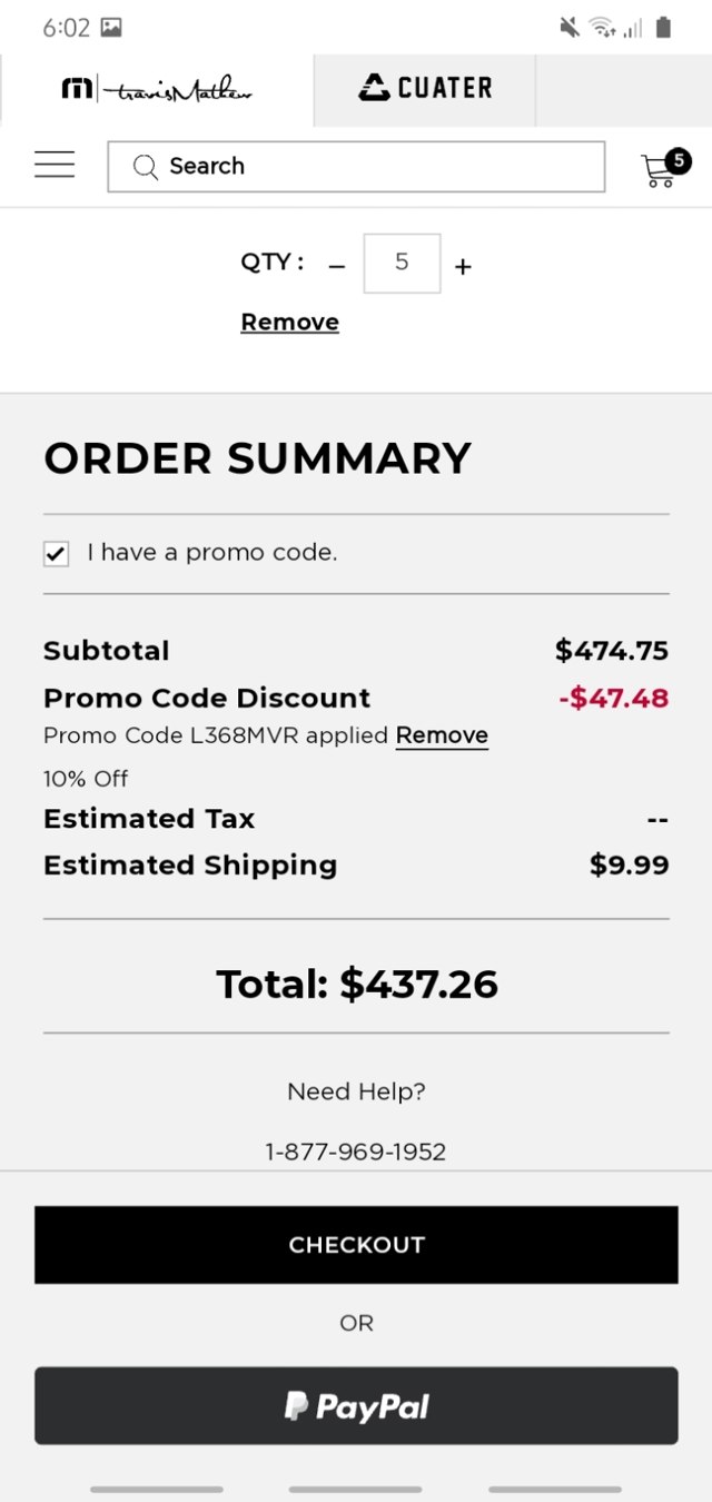 TravisMathew checkout page showing TravisMathew promo code box | Screenshot taken by SimplyCodes community member on Jul 17, 2020