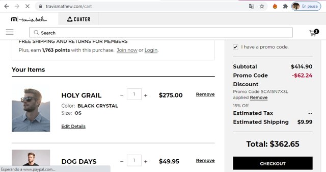 TravisMathew checkout page showing TravisMathew promo code box | Screenshot taken by SimplyCodes community member on Jul 21, 2020