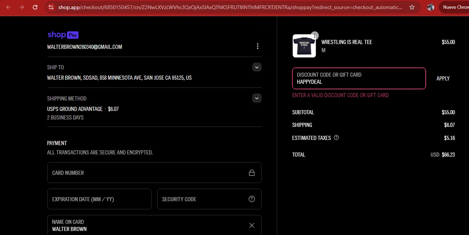 Travis Scott discount code screenshot showing code HAPPYDEAL applied at Travis Scott checkout page. Uploaded by SimplyCodes community member kimberlinmartinez on Mar 11, 2025