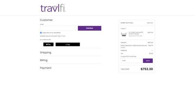 TravlFi checkout page showing TravlFi coupon code box | Screenshot taken by SimplyCodes community member on Aug 11, 2025