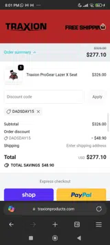 TraXion coupon verification screenshot