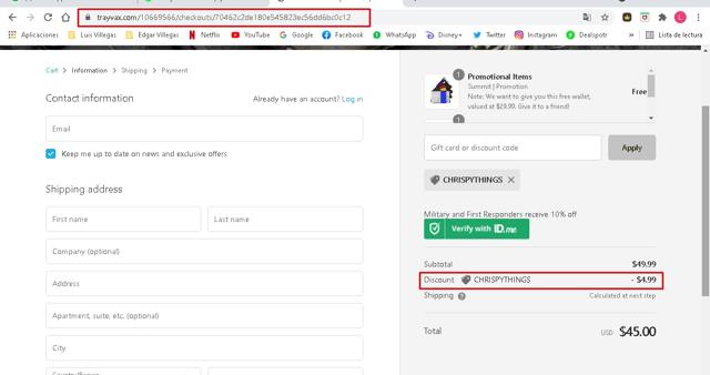 Trayvax checkout page showing Trayvax promo code box | Screenshot taken by SimplyCodes community member on May 18, 2021